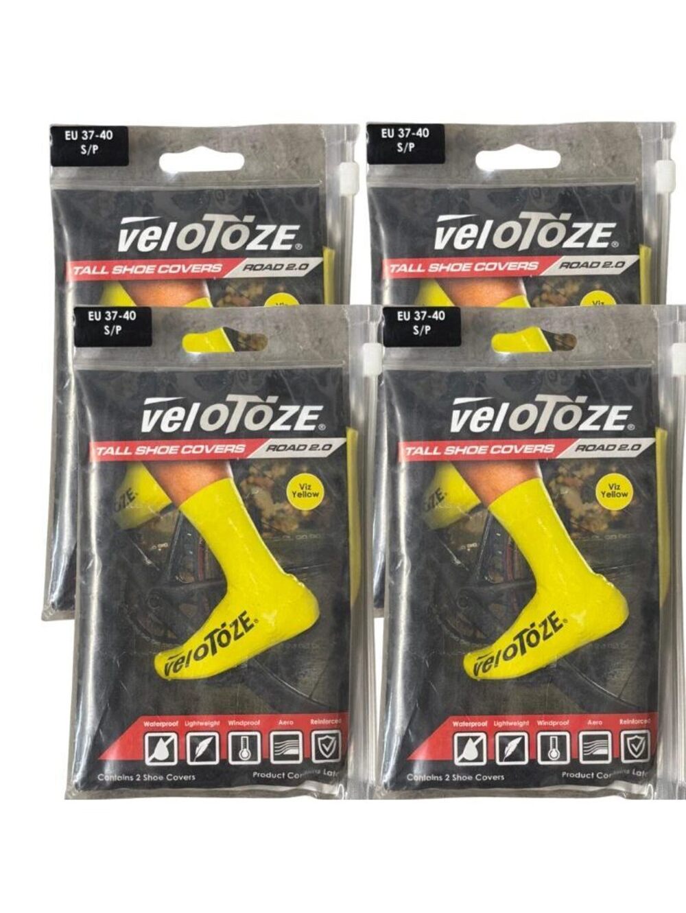 VeloToze Tall Shoe Covers Road 2.0 Viz Yellow EU 37-40 Small 4 Pack New
